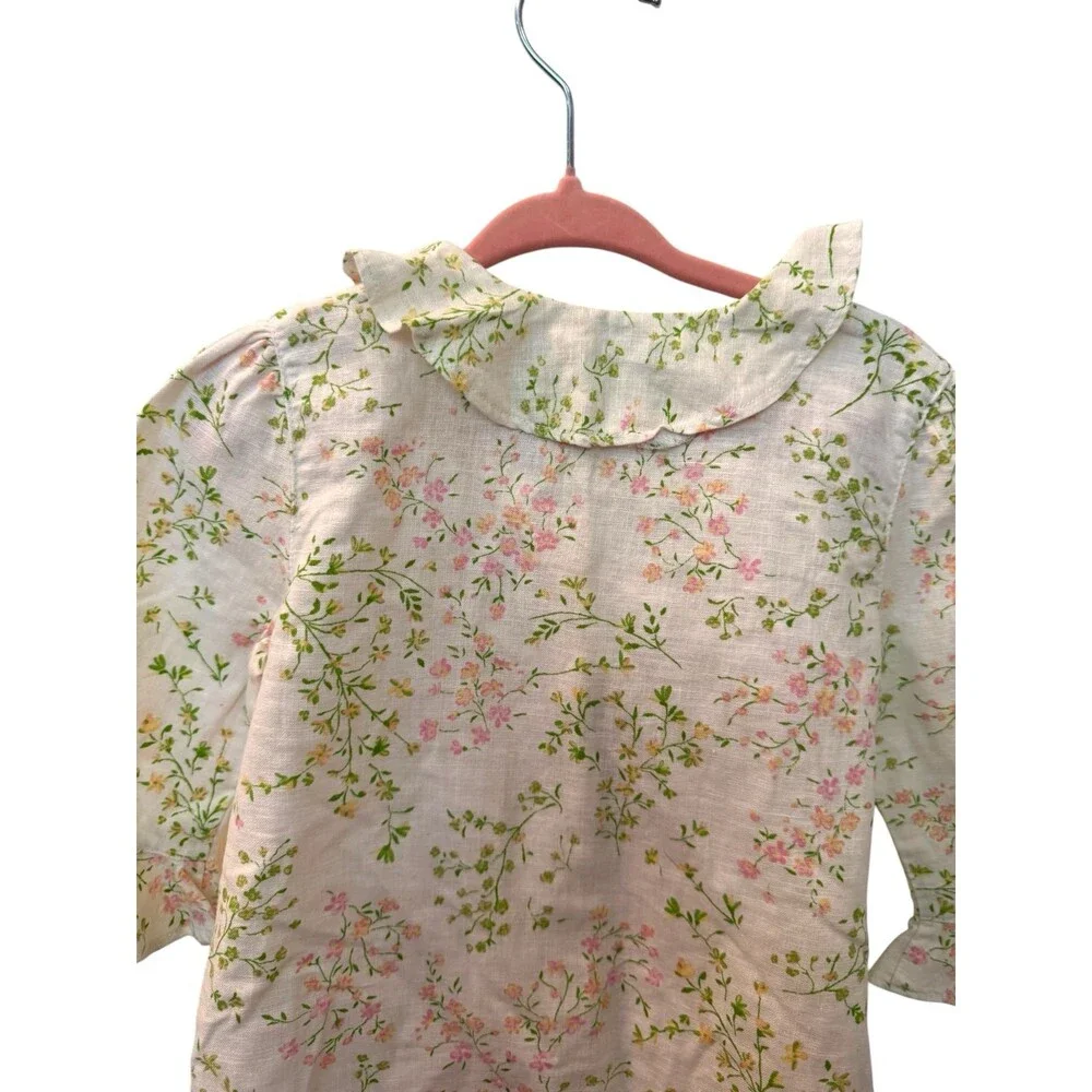 Vintage Y2K Sesame Street Girls Floral Ruffle Tie Front Top Shirt 3T